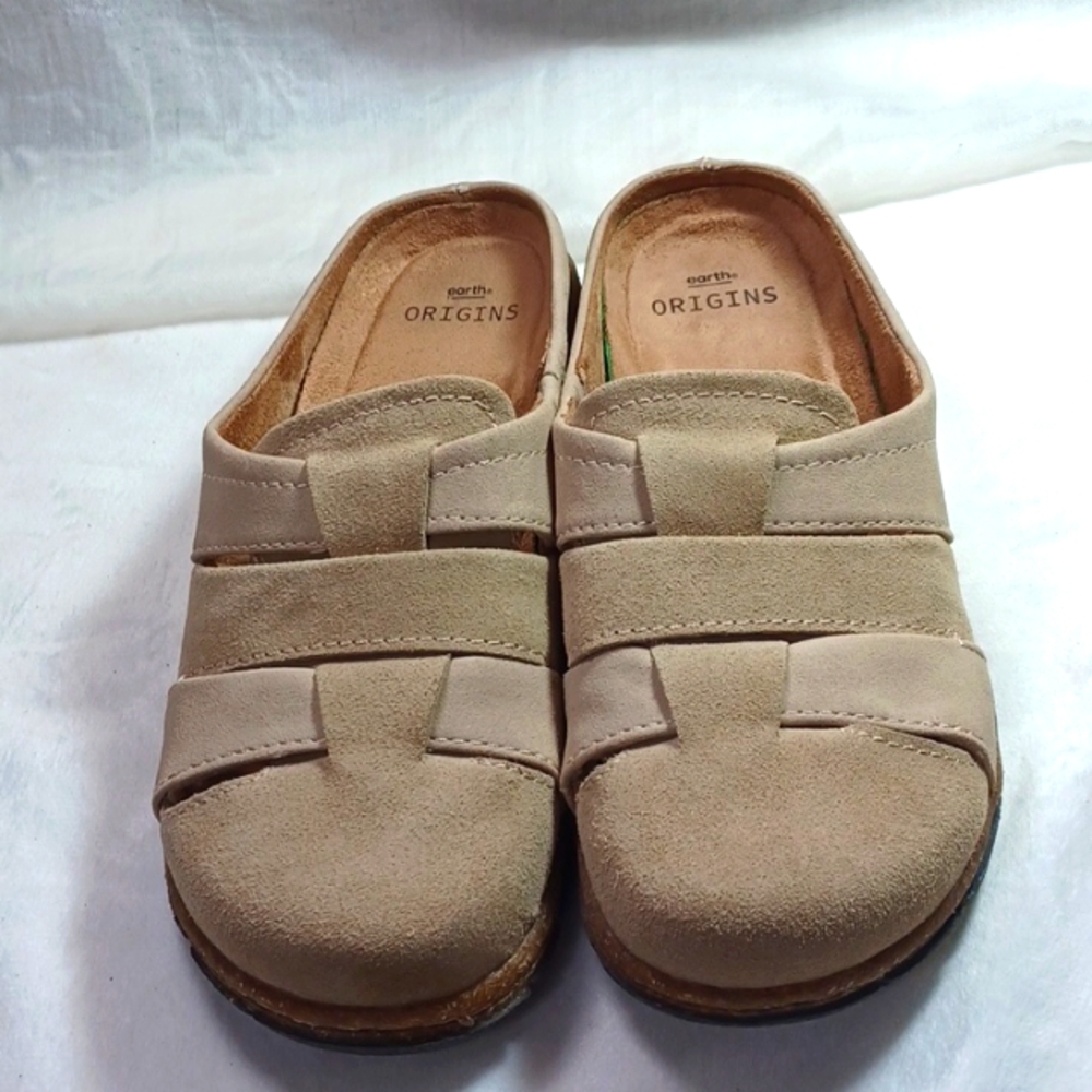 Earth Orgin Womans Tan Suede Clog Cork Slip On Comfort Shoes Sz 6 W New - Picture 10 of 11